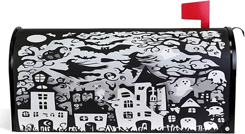 Miniatura 41 de Wamika - Fundas para buzones de calabaza, tamaño estándar, diseño de búho fantasma, murciélago, castillo, boo, color morado, 21 x 18 pulgadas Multi13