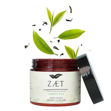 Exfoliating Body Scrub Green Tea Scent 5.5 Fl Oz Nourishing, Hydrating & Moisturizing Non-Greasy Formula for All Skin Types Made with Vegetable Glycerin, Coconut Extract & Sweet Almond Oil