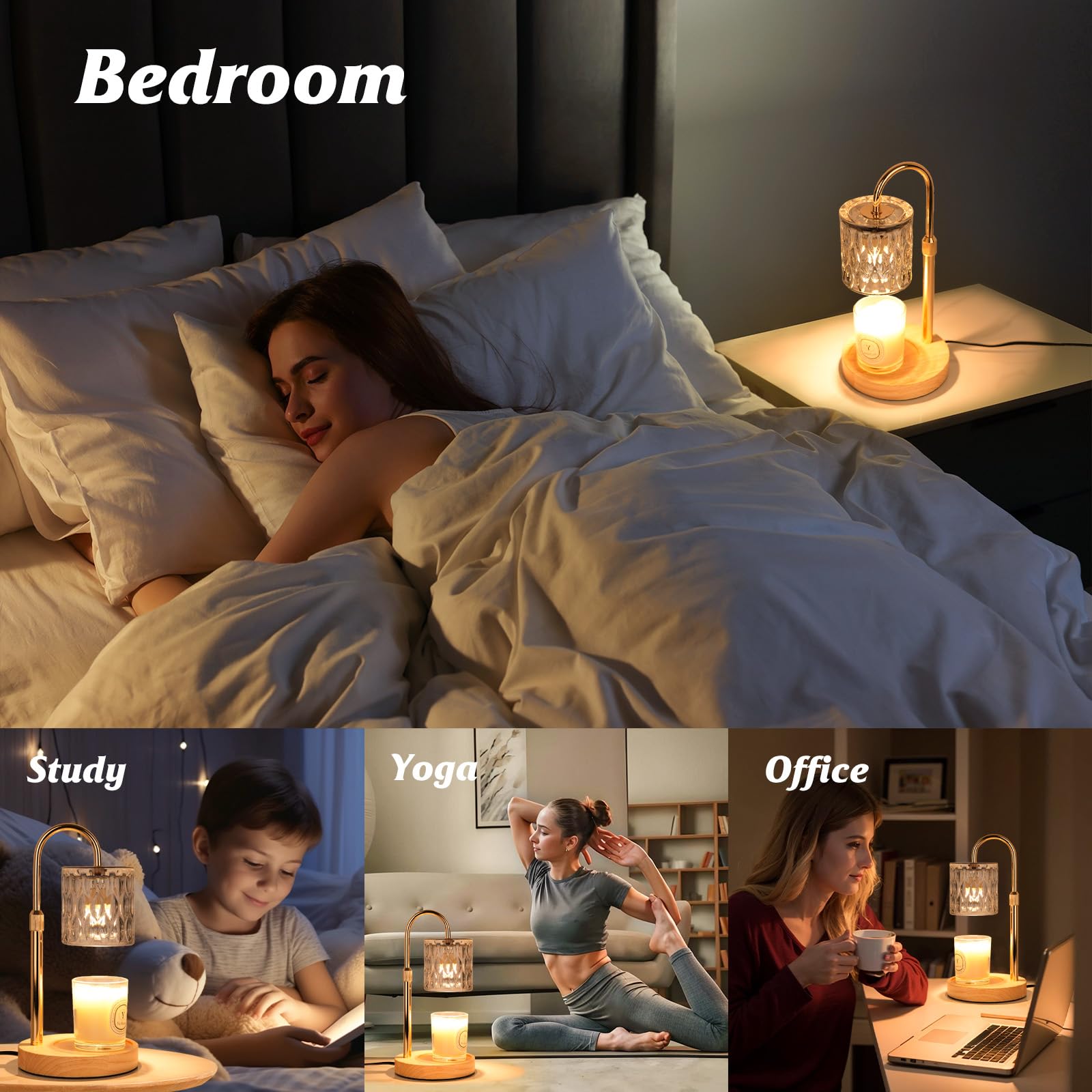 Lampada profumata con timer, altezza regolabile e dimmerabile (grigio, goccia d'acqua a barile)