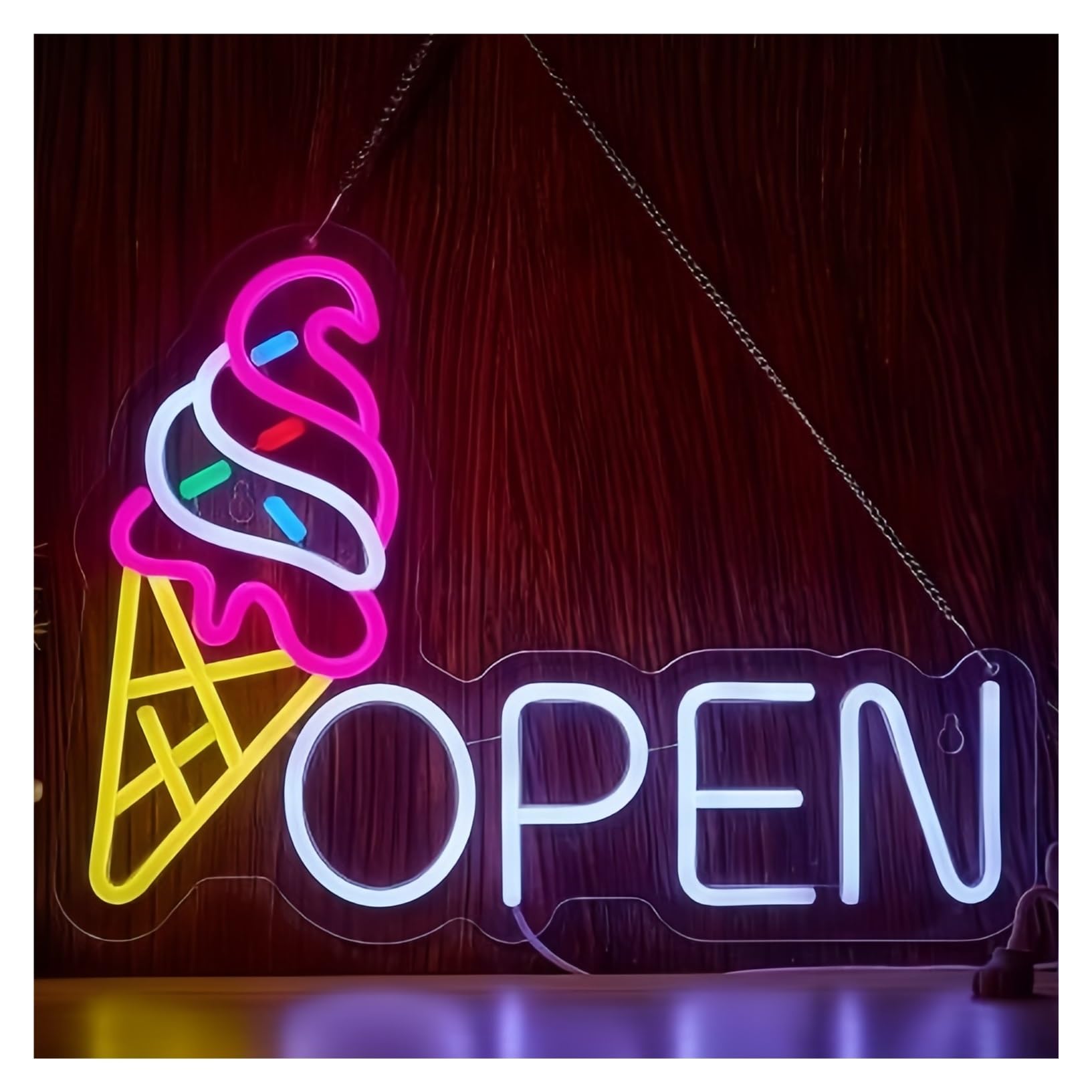 LEMST Sign Lamp Ice Cream Trucks Neon Signs USB Powered, Dessert Neon Lights Suitable for Sweet Treat Shops Decor 33cmx43cm