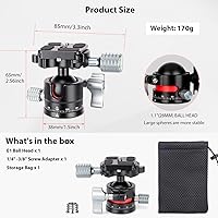 Vista 8 de Koolehaoda Cabeza de trípode, mini cámara de cabeza esférica, cabeza panorámica de 360 ° con tornillo de 1/4 de pulgada, placa de liberación rápida
