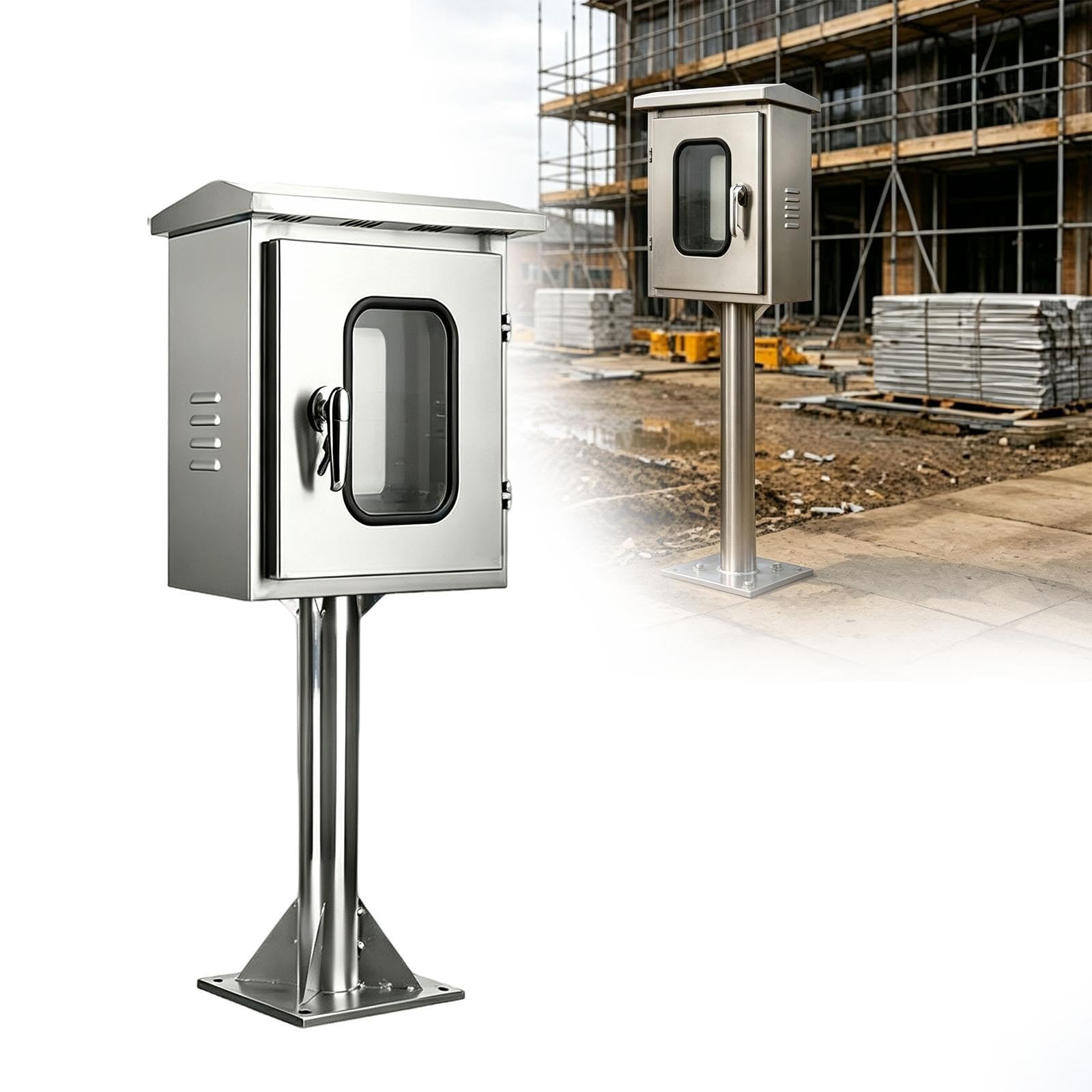 cassetta contatore gas Custodia Elettrica A Doppia Porta Kit Illuminazione, Scatola Di Controllo Elettrica Impermeabile(CH 50 CM,H 60 CM W 40 CM D 25 CM)