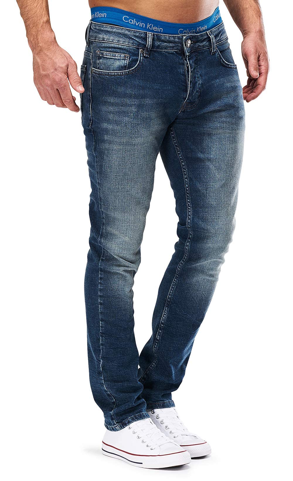 MERISH Jeans Herren Slim Fit Stretch Jeanshose Designer Hose Denim 9148-2100 - 4