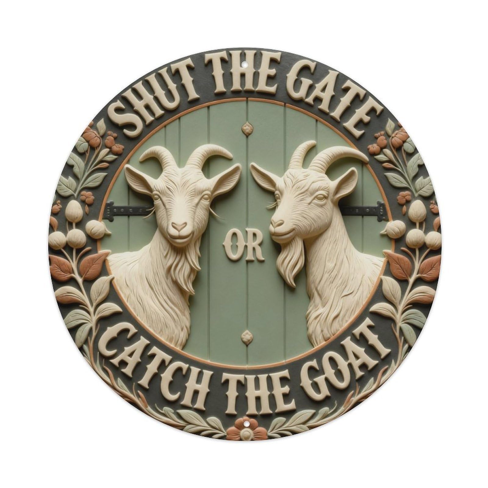 Zlatcbu Vintage Goat Farm Gate Warning Sign Metal Tin Sign Retro Wall Art Poster, Decor For Home Living Room Bar Cafe Garage, 8X8 Inch