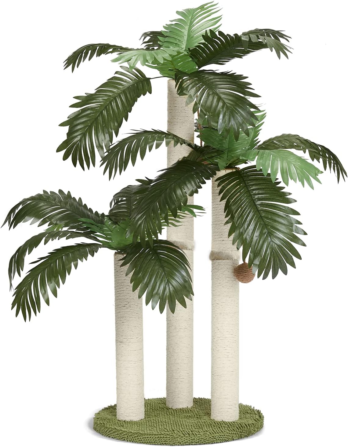 LEMONDA 31.5Inch Cat Scratching Post,Cat Scratcher Tree with 3 Scratching Poles & 2 Interactive Dangling Balls for Indoor Outdoor Kitten & Adult Cat Use