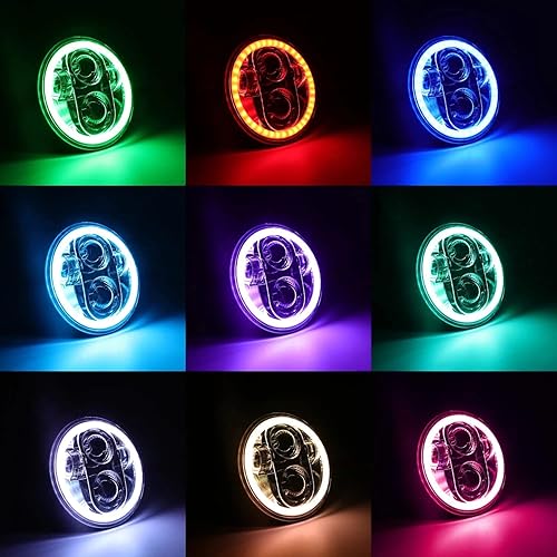 SUNPIE Faro delantero de motocicleta 5-34 5.75 RGBW con halo DRL LED impermeable para Sportster Roadster 883 1200 Forty Softail Deuce Dyna Wide SUNPIE Faro delantero de motocicleta 5-34 5.75 RGBW con halo DRL LED impermeable para Sportster Roadster 883 1200 Forty Softail Deuce Dyna Wide