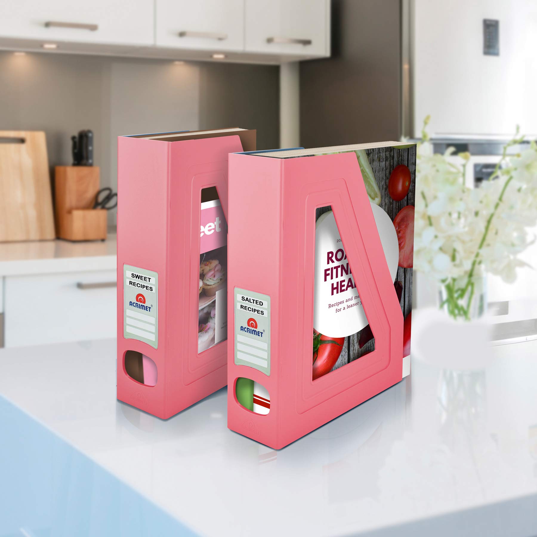 Acrimet Porte-Revues Support Durable Organisateur Dossiers Bureau Plastique Rose Lot de 2