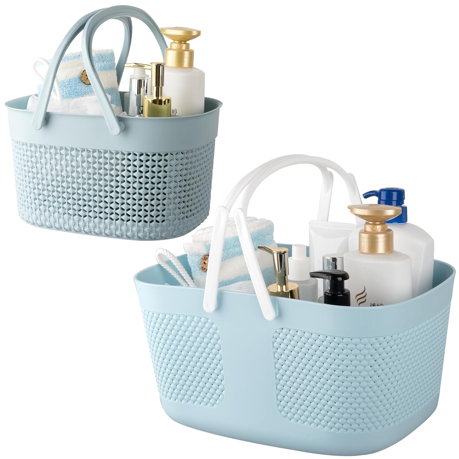 rejomiik Portable Shower Caddy Basket Plastic Cleaning Caddy Organizer Storage Tote with Handle for Bathroom College Dorm Room