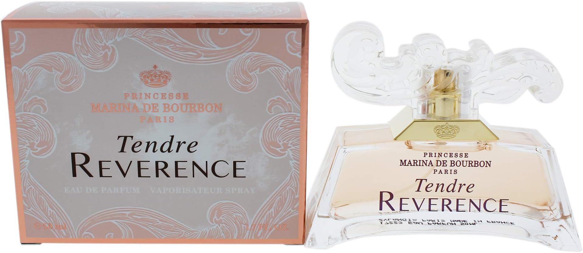 Tendre Reverence by Princesse Marina de Bourbon | Eau de Parfum Spray | Fragrance for Women | Sweet Floral Scent with Notes of Peach, Pink Peony, and Magnolia | 50 mL / 1.7 fl oz