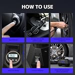 Tire Inflator Portable Air Compressor, 150PSI Tire Air Pump for Car Tires, Car Accessories, Auto Pump 12V DC with Digital Pressure Gauge and LED Light for Motorcycle, Bicycle, Ball