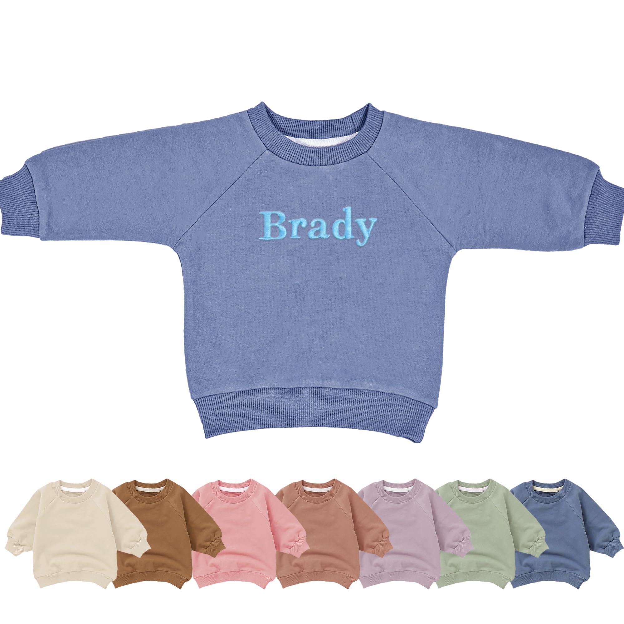 REQTYUI Custom Embroidered Baby Knit Sweatshirt with Name – Warm Pullover Crewneck Sweatshirt for Infants and Toddlers