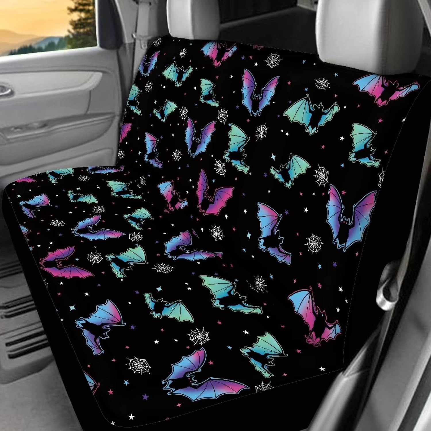 KEIAHUAN Halloween Bats Car Seat Covers Halloween Car Decor Car Seat Covers Elastic Washable Universal Vehicle Seat Cushion Cover for SUV Van