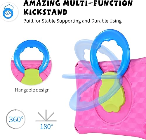 Miniatura 4 de Riaour Funda para tablet de 10 pulgadas para niños, ligera, a prueba de golpes, soporte para niños, incompatible con iPad Samsung. Rosa