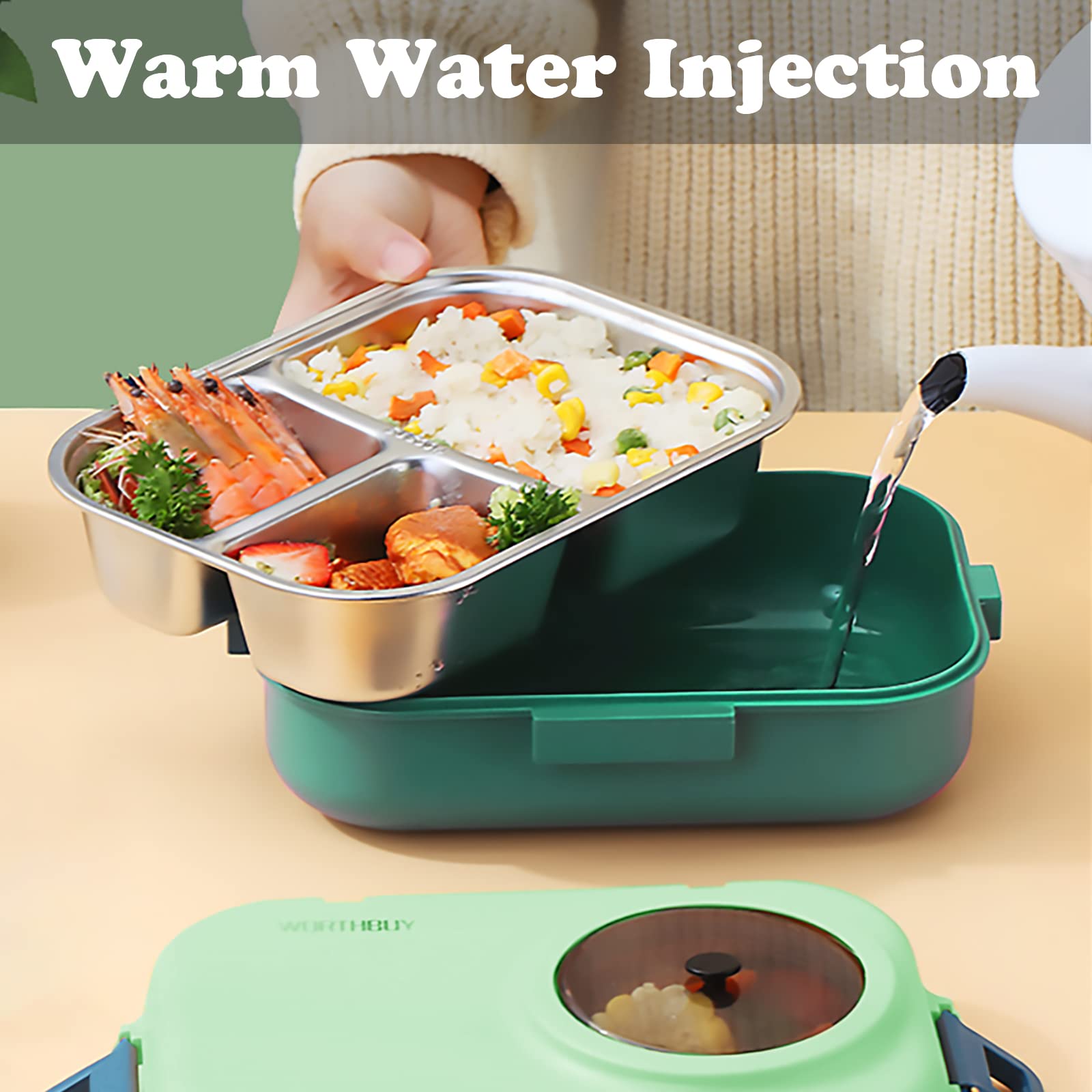 Contenitore per il pranzo Bento a 3 scomparti con ciotola per zuppa, borsa termica per il pranzo e utensili portatili, contenitori per il pranzo in acciaio inox, contenitore per il pranzo