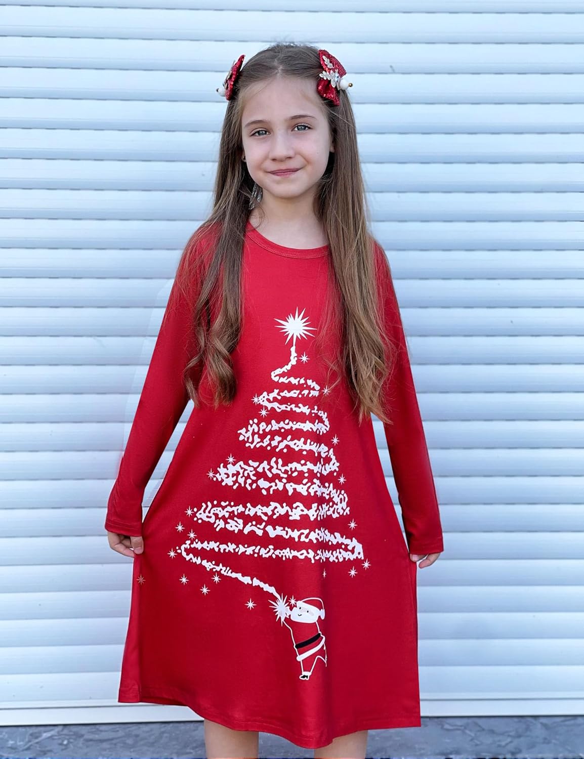 Arshiner Girls Dress Kids Long Sleeve Solid Color Casual T-Shirt Dress - Image 6