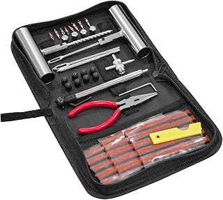 46PCS Car Tire Repair Kits, Heavy Duty Vehicle Tire Plug Flats Patch Set, Automotive Patch Fix Punctures Emergency Repairing Tool Accessories, Universal for Truck Tractor ATV