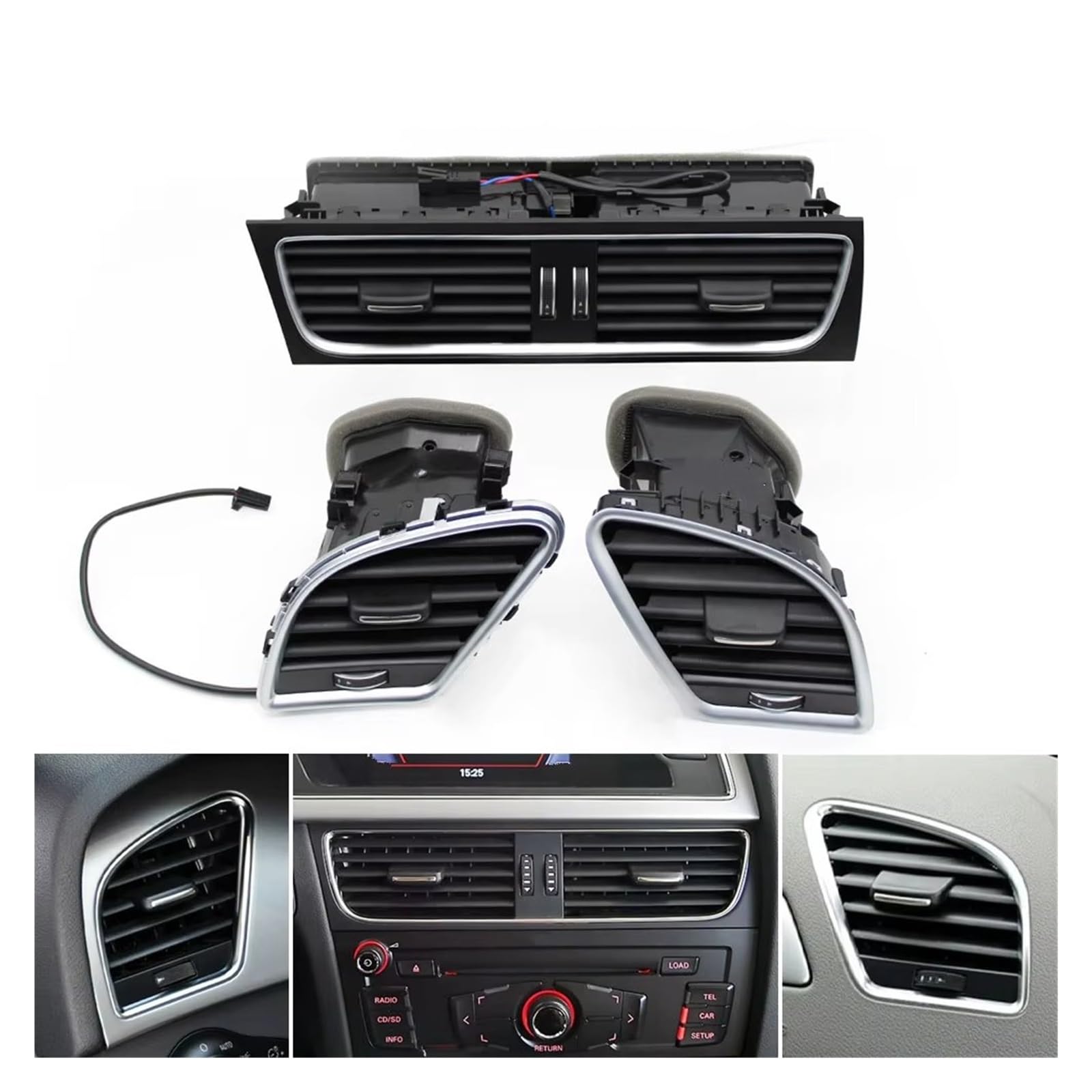 Air A/C bocchetta Per A4 B8 A5 2009-2016 8K0820901 Presa D'aria Condizionata Lato Sinistro Cruscotto Auto Gruppo Sfiato Aria Condizionata Uscita Aria Condizionata(LHD 3pieces Set)