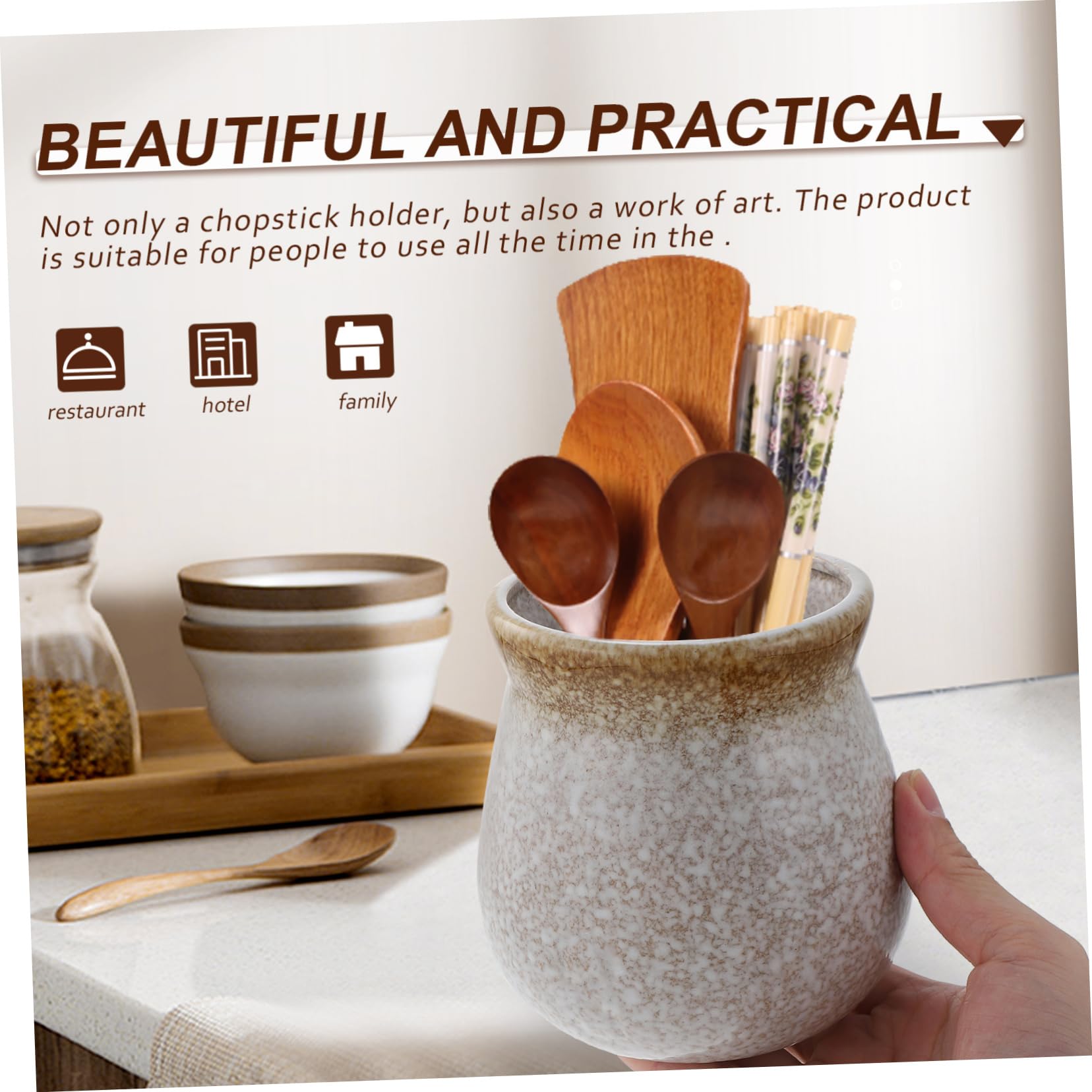 Ciieeo Pot à Baguettes en Céramique Style Japonerie Vintage