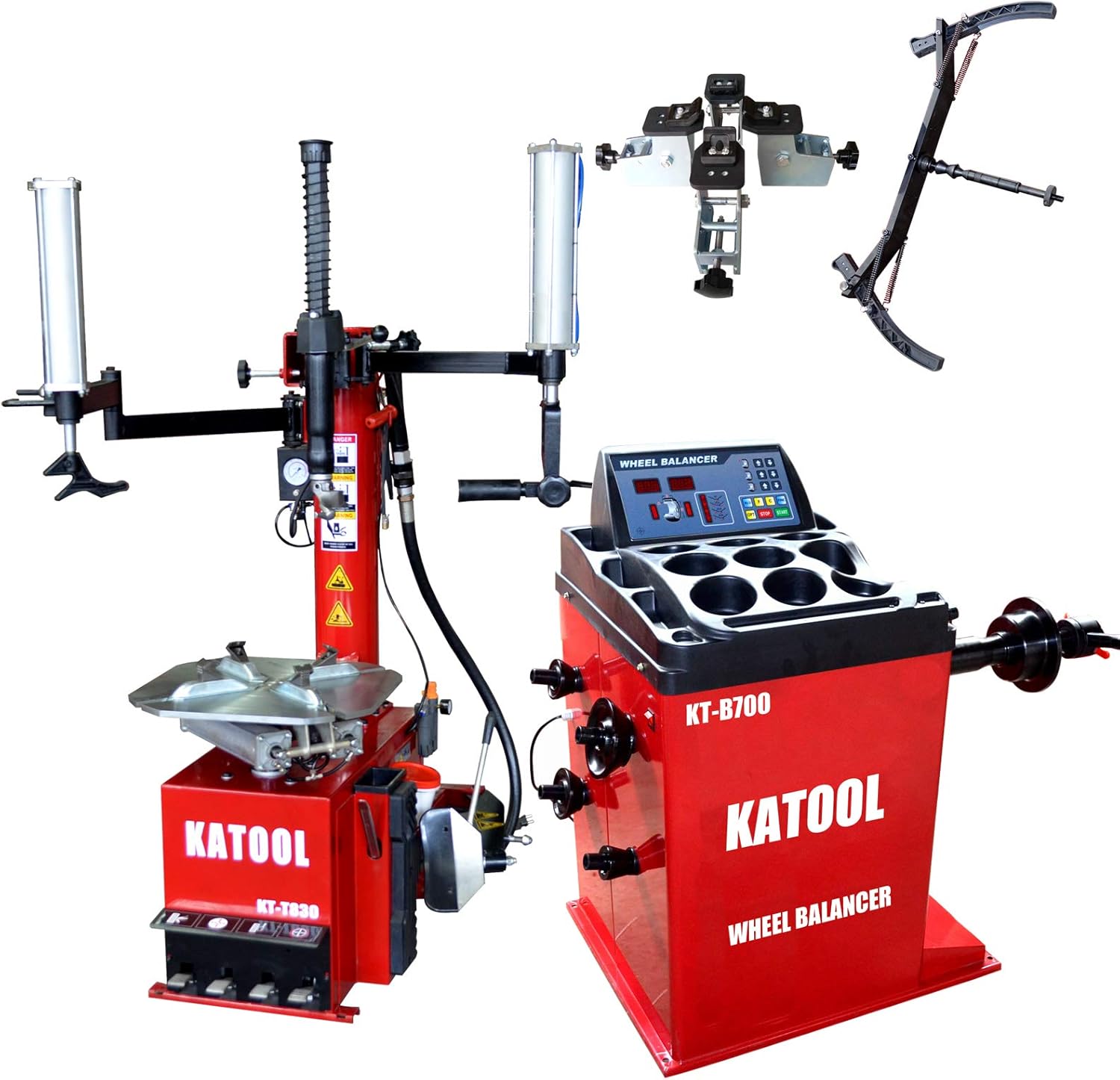 KATOOL Tire Changer KT-T830 Wheel Balancer KT-B700 Combo 2.0HP Garage Equipments Shop Tools with Motorcycle Wheel Clamping Adaptor