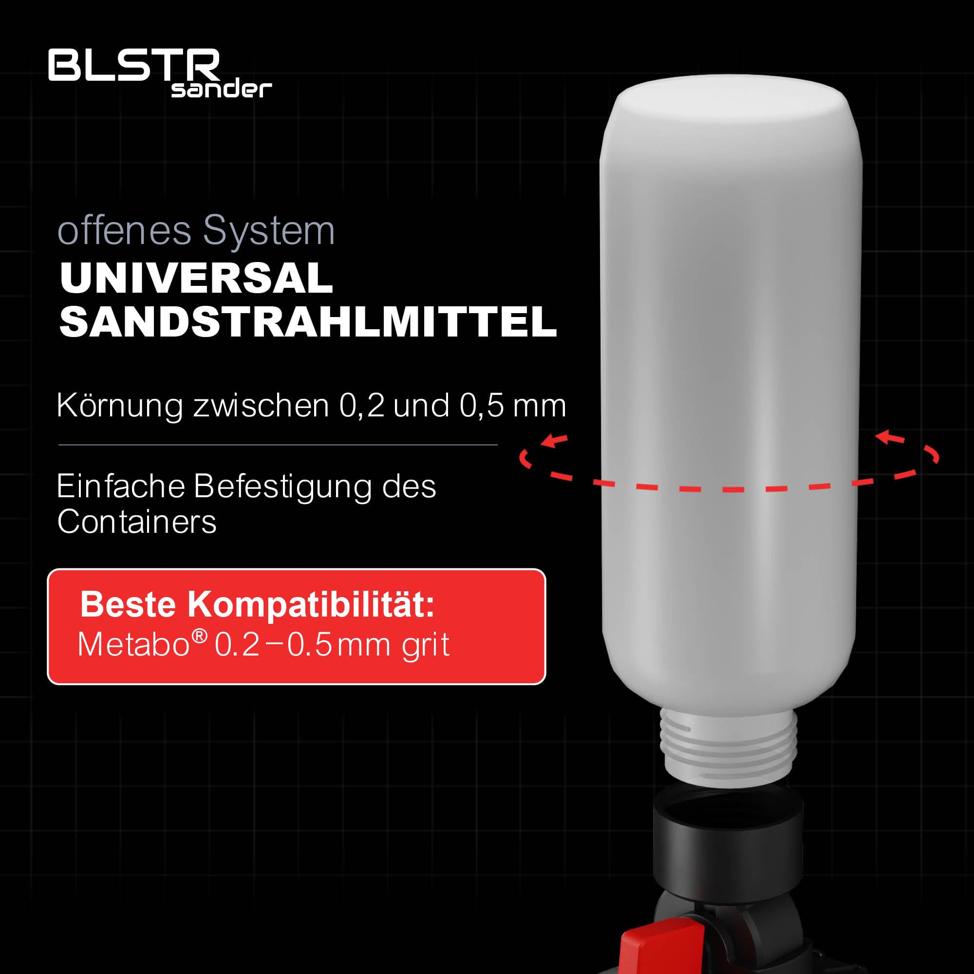 Kein Kompressor nötig - Sandstrahler für Metall, Holz, Stein und Glas - Keramikscheibe, einstellbarer Durchfluss - Kompatibel mit Sandstrahlmittel 0,2-0,5mm