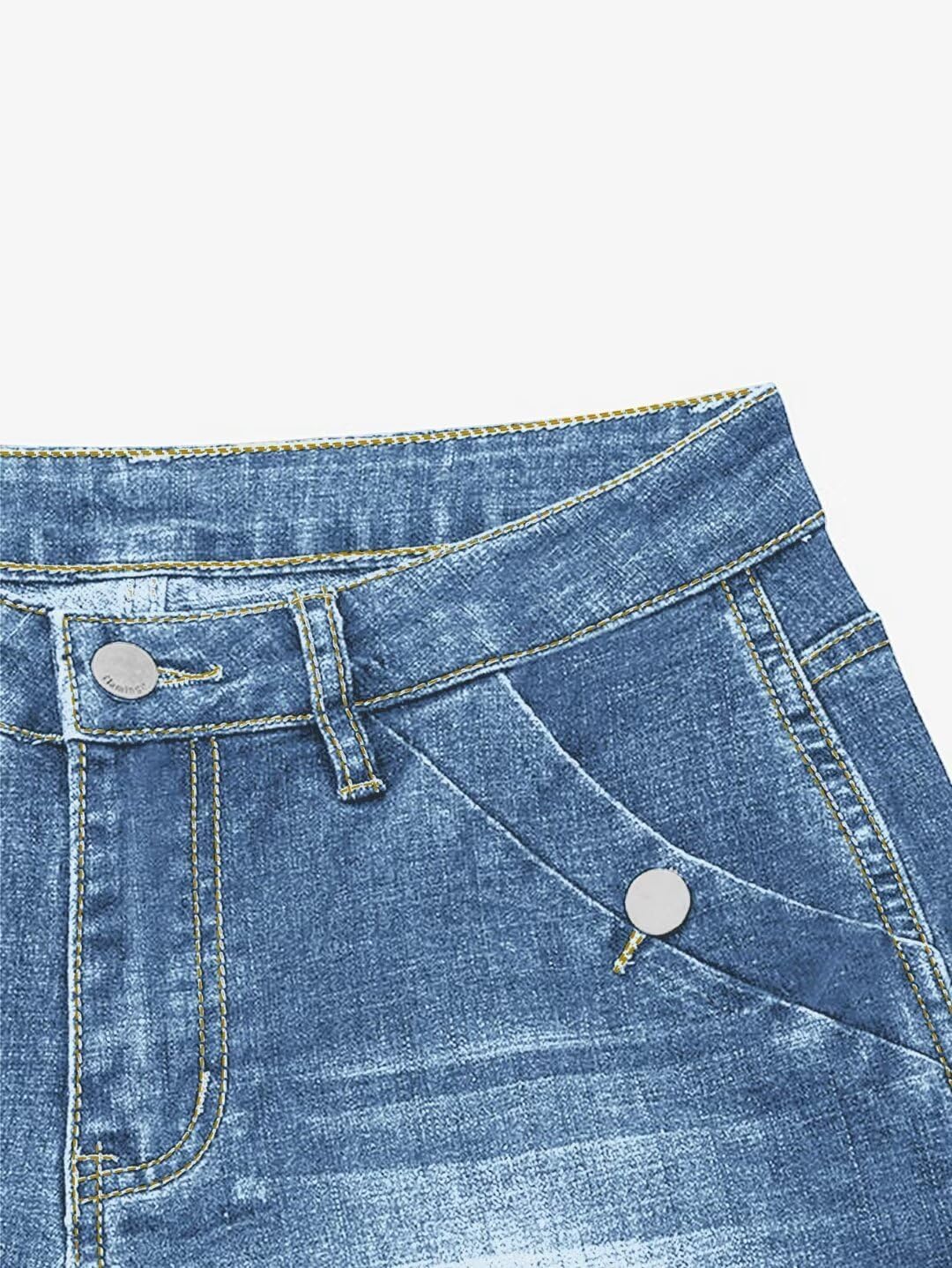 Flamingals Straight Leg Jeans for Women Ripped Raw Hem Mid Waisted Bootcut Jeans Without Belts - Image 5