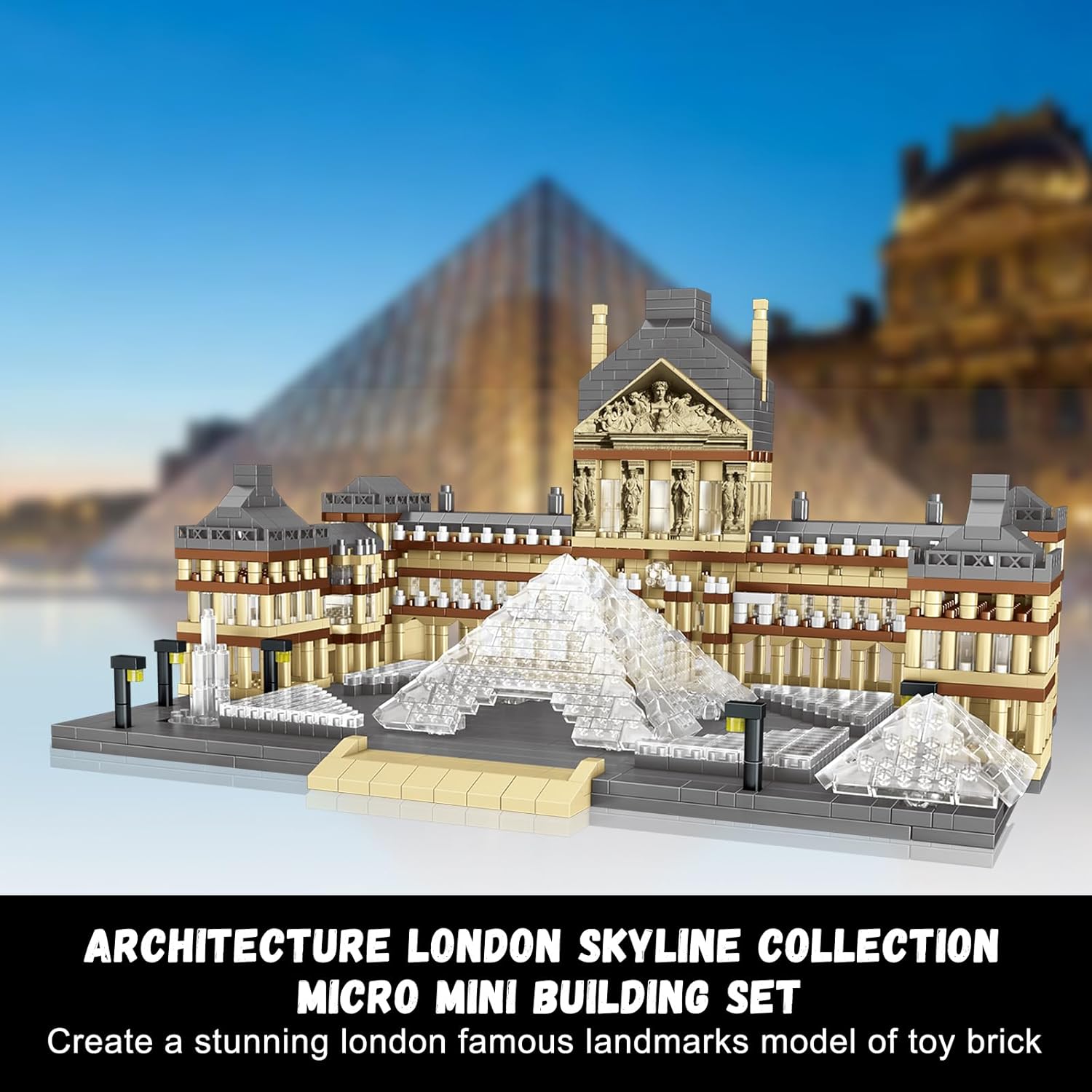 Architecture Louvre Collection Micro Mini Building Set,3377Pcs Famous Landmarks Model Building Toy,STEM Creative Office or Home Decor Bricks Kits,Christmas Birthday Gift for Adults Teens Kids 6+