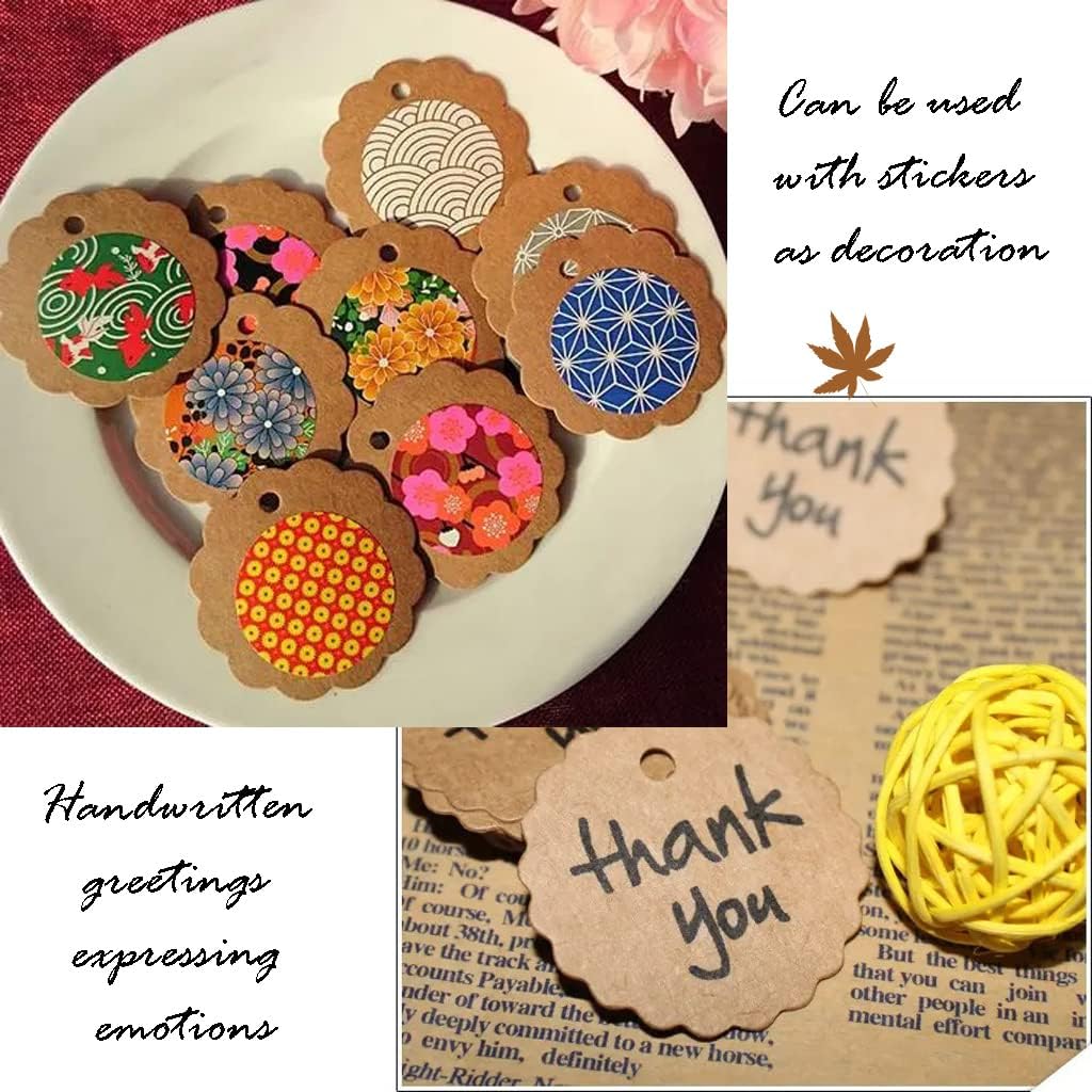 300 Pcs Kraft Paper Tags 160 Feet Natural Jute Twine Gift Tags Craft Brown Black White Kraft Paper for Wedding Birthday Gifts