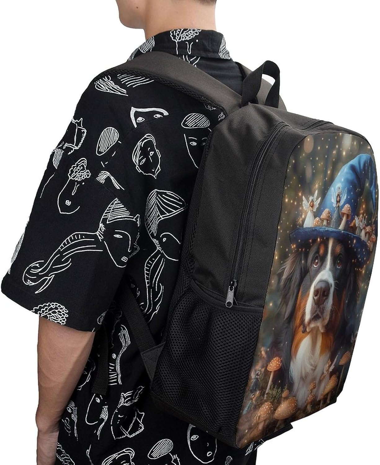 Bernese Dog In A Fairy Forests Laptop Backpack for Men Women 17 Inch Shoulder Bag Travel Daypack