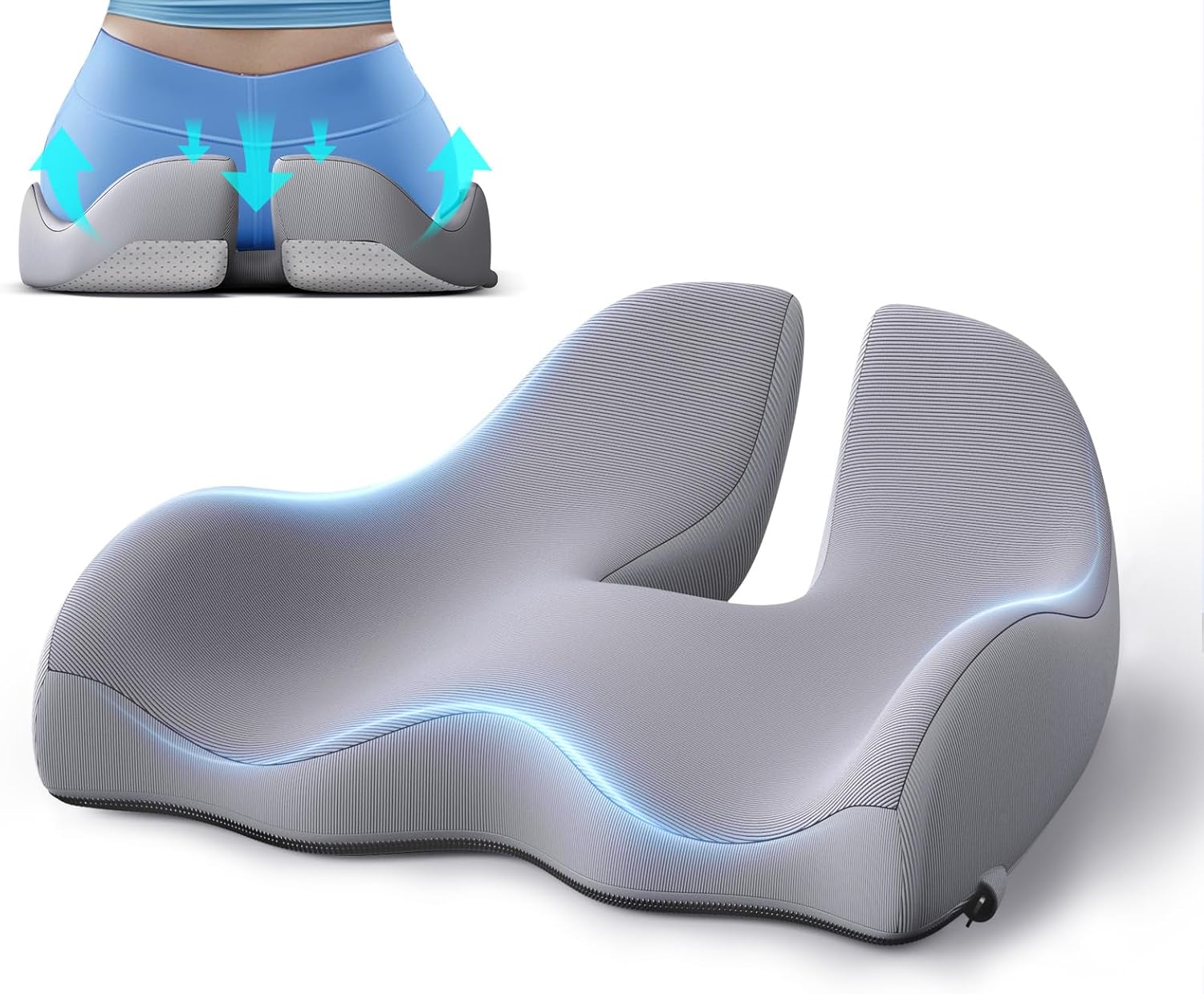 Benazcap X Large Memory Seat Cushion for Office Chair Ergonomic Cushions Butt Pillow for Pressure Relief Sciatica & Pain Relief Memory Foam for Long Sitting for Gaming Chair and Car Seat