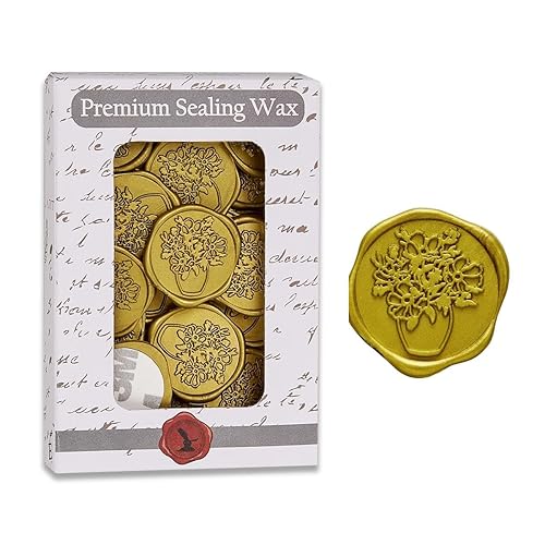 Calcomanías adhesivas de sello de cera vintage, 25 unidades, prefabricadas con cera de sellado real (oro antiguo)