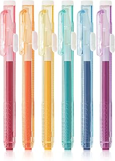 Mr. Pen Retractable Mechanical Eraser Pen, Pack of 6, Vintage Color, Clear Barrel, Artist & Pen Eraser