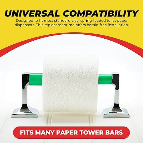 Miniatura 3 de Qualihome La primavera plástica universal verde cargó la barra del reemplazo del tenedor del rollo del papel higiénico, Rod verde del reemplazo del