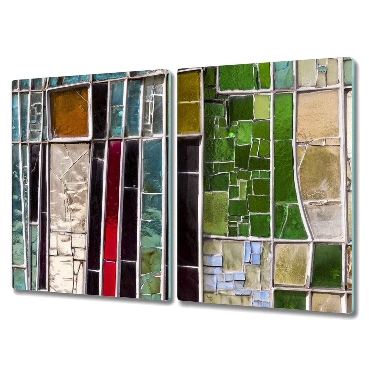Protection plaque induction en verre trempé style vitrail artistique