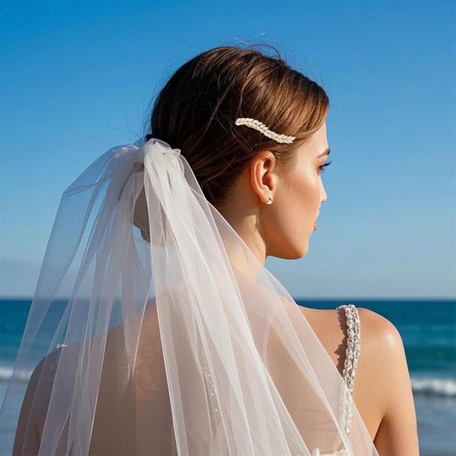 Rhinestone Hair Barrettes for Women Crystal Gold Hair Clips French Design Wedding Bridal Hair Accessories for Wedding Prom Fancy Hair Jewelry for Women Girls - Image 5