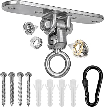 Heavy Duty Swing Hanger with Threaded Buckle 800 LBS Capacity 360+180 Full Swivel Stainless Steel Hammock Hanger Durable Hardware Accessories for Porch, Playground, Yoga, Heavy Bag
