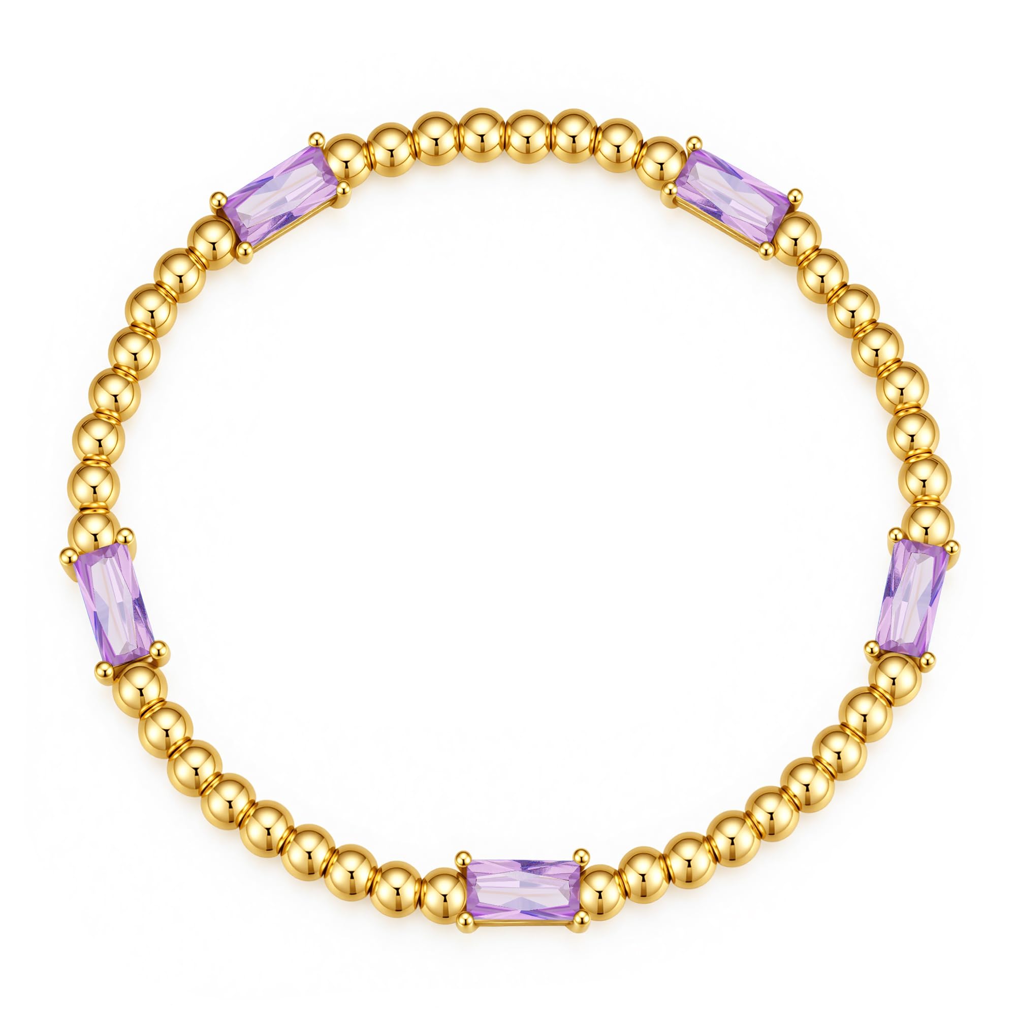 TINGN Geburtsstein Armband in Gold Farben Anlaufgeschützt 14K Vergoldet Stapelbar Dehnbar Freundschaftsarmband für Beste Freundinnen und Paare Schmuck