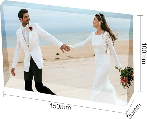 Vista 2 de Marco de placa de cristal 3D personalizado con tu foto rectangular personalizable para boda, cumpleaños, nacimiento del bebé, día de San Valentín