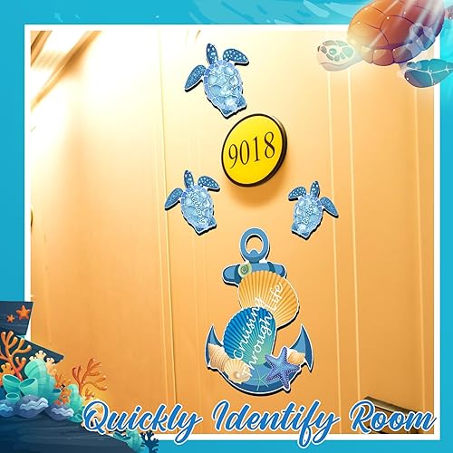 Miniatura 4 de Kanayu 4 piezas de decoración de puerta de crucero, imanes de puerta de crucero, anclaje grande, magnético, tortugas marinas, conchas marinas,