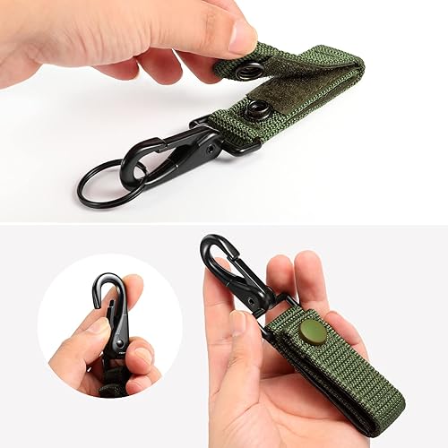 Miniatura 10 de Soporte para llaves de clip de cinturón resistente con broche de metal y correa Molle de nailon