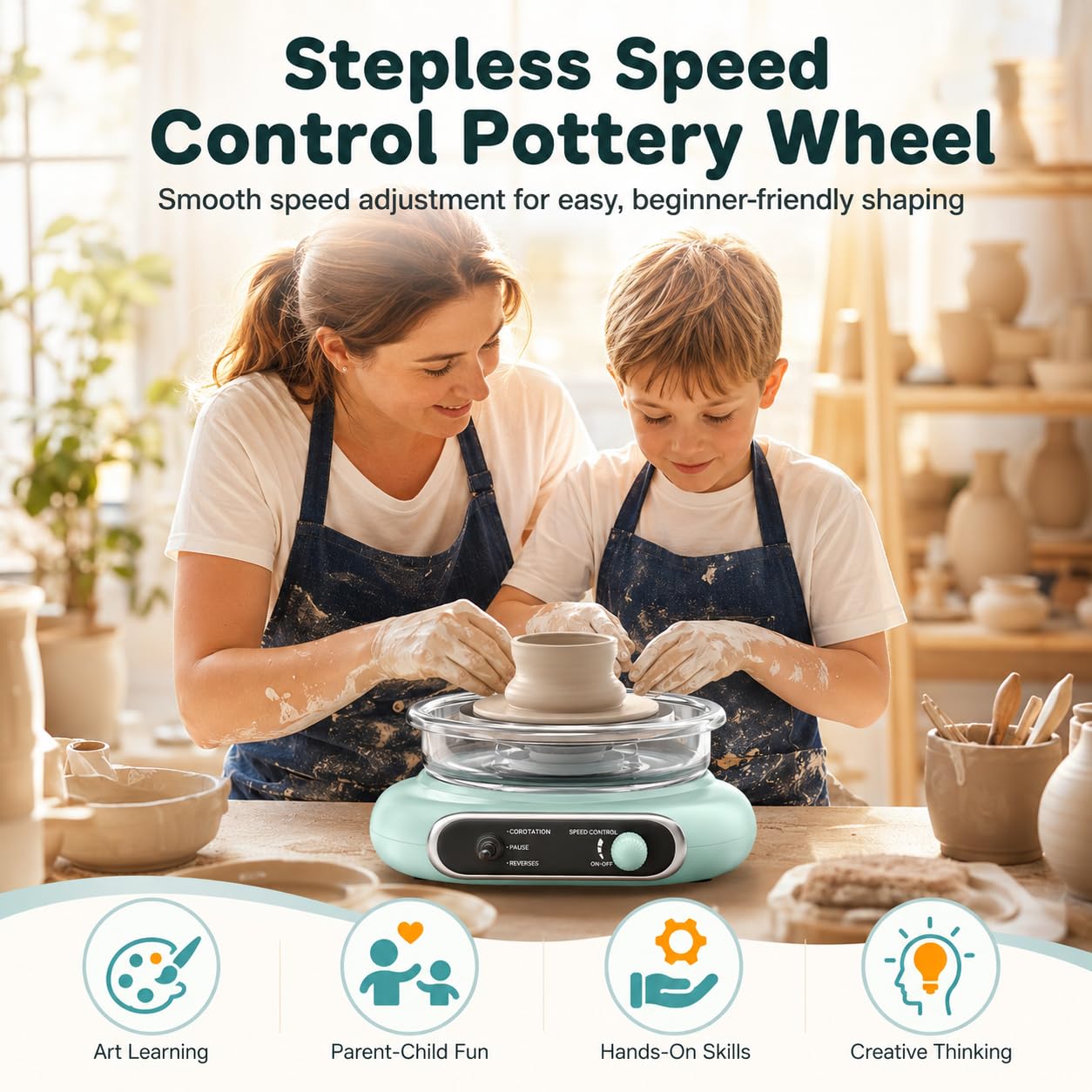 Mini Pottery Wheel for Kids - Beginner Pottery Kit -2