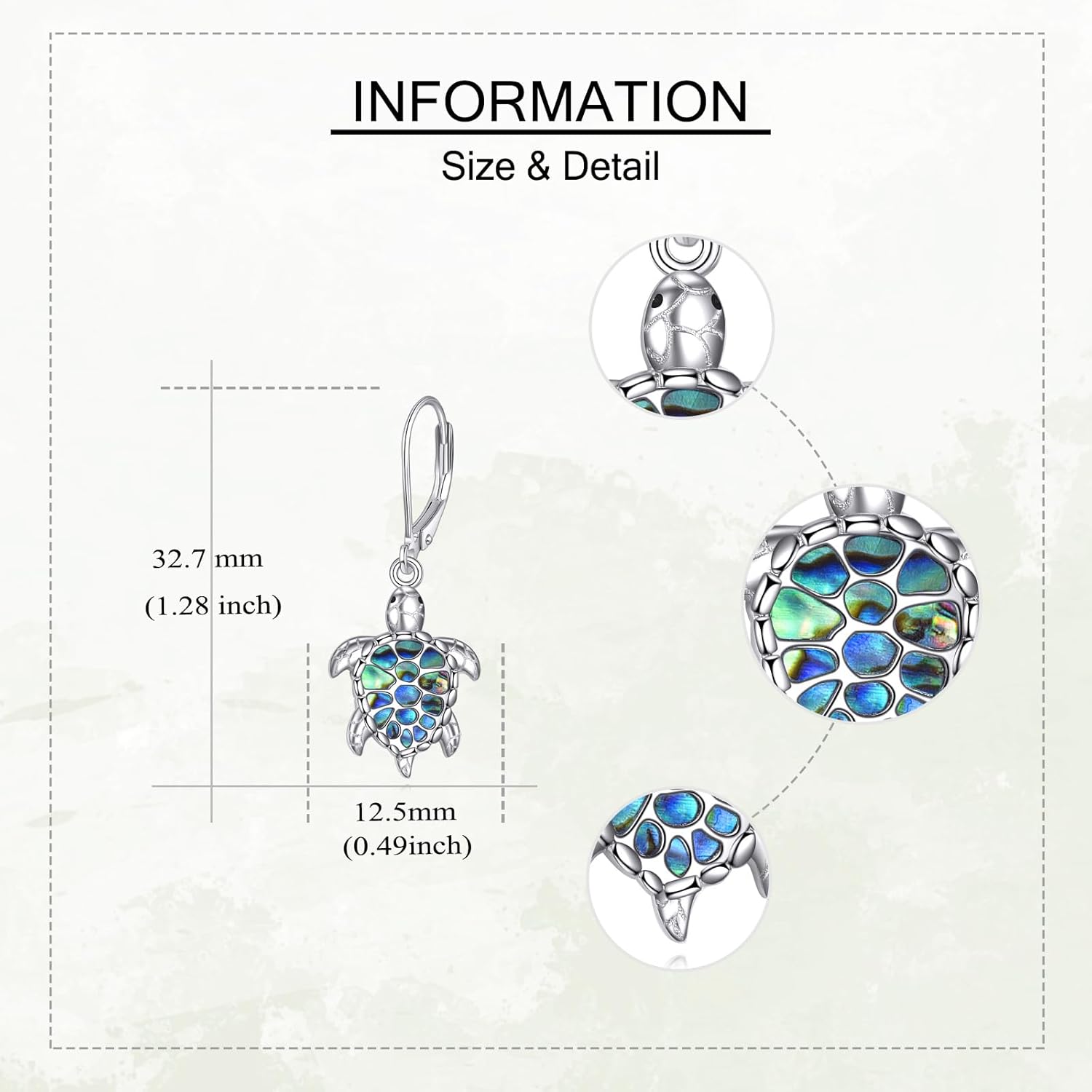 VONALA Sea Turtle Earrings for Women 925 Sterling Silver Abalone Shell Sea Turtle Drop Dangle Earring Leverback Ocean Animal Jewelry Gifts for Her - Image 5