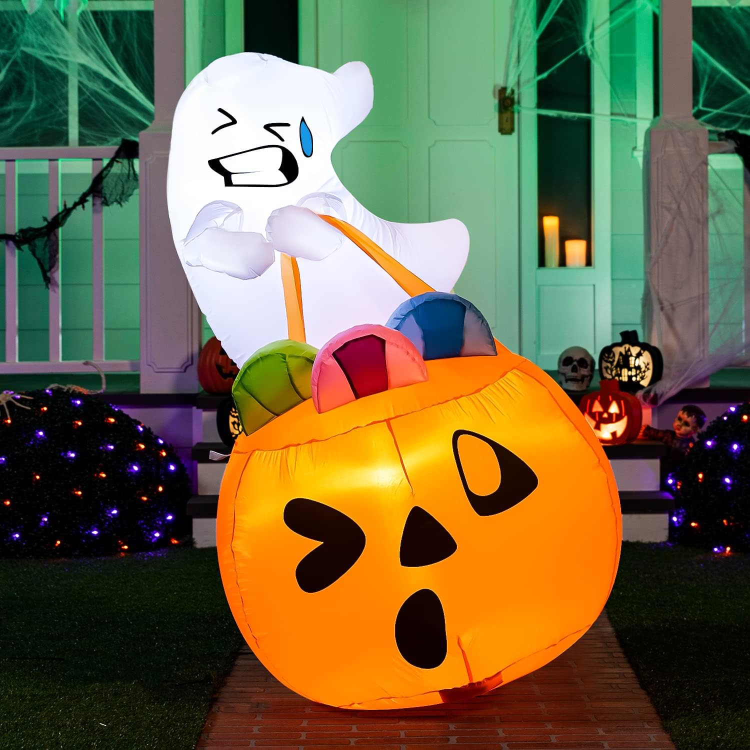 Joiedomi 5 FT Tall Halloween Inflatable Cute Ghost Inflatable Lift