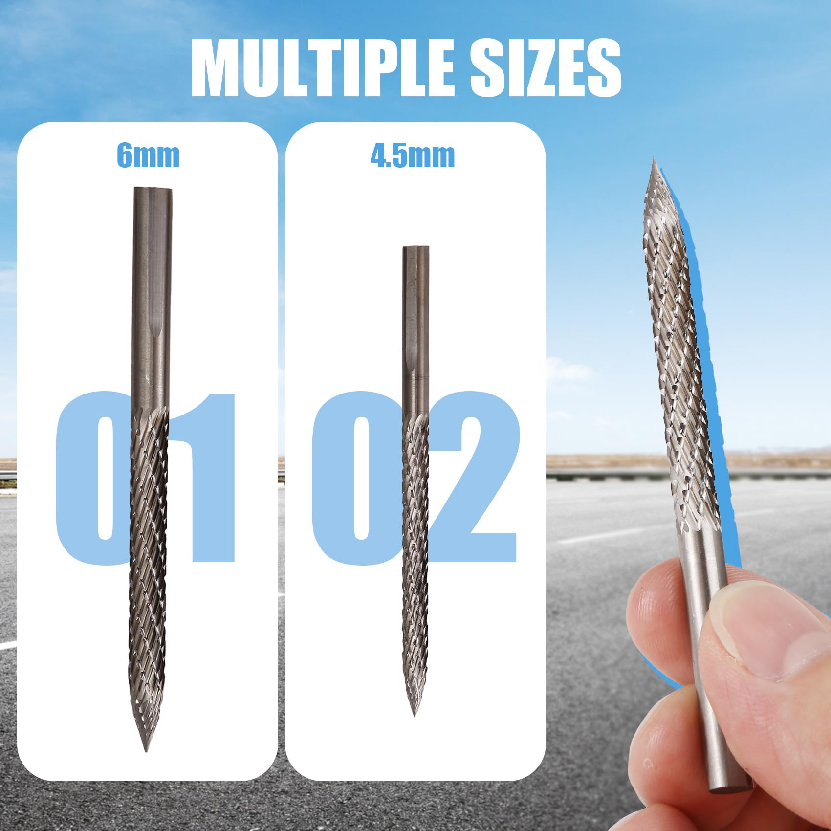 2 Stück Reifenbohrer, 4,5/6 Mm, Reifenreparatur, Hartmetall-Fräser, Bohrer, Reifenflicken, Stopfenschneider, Drahtschneider, Reibahle, Bohrer