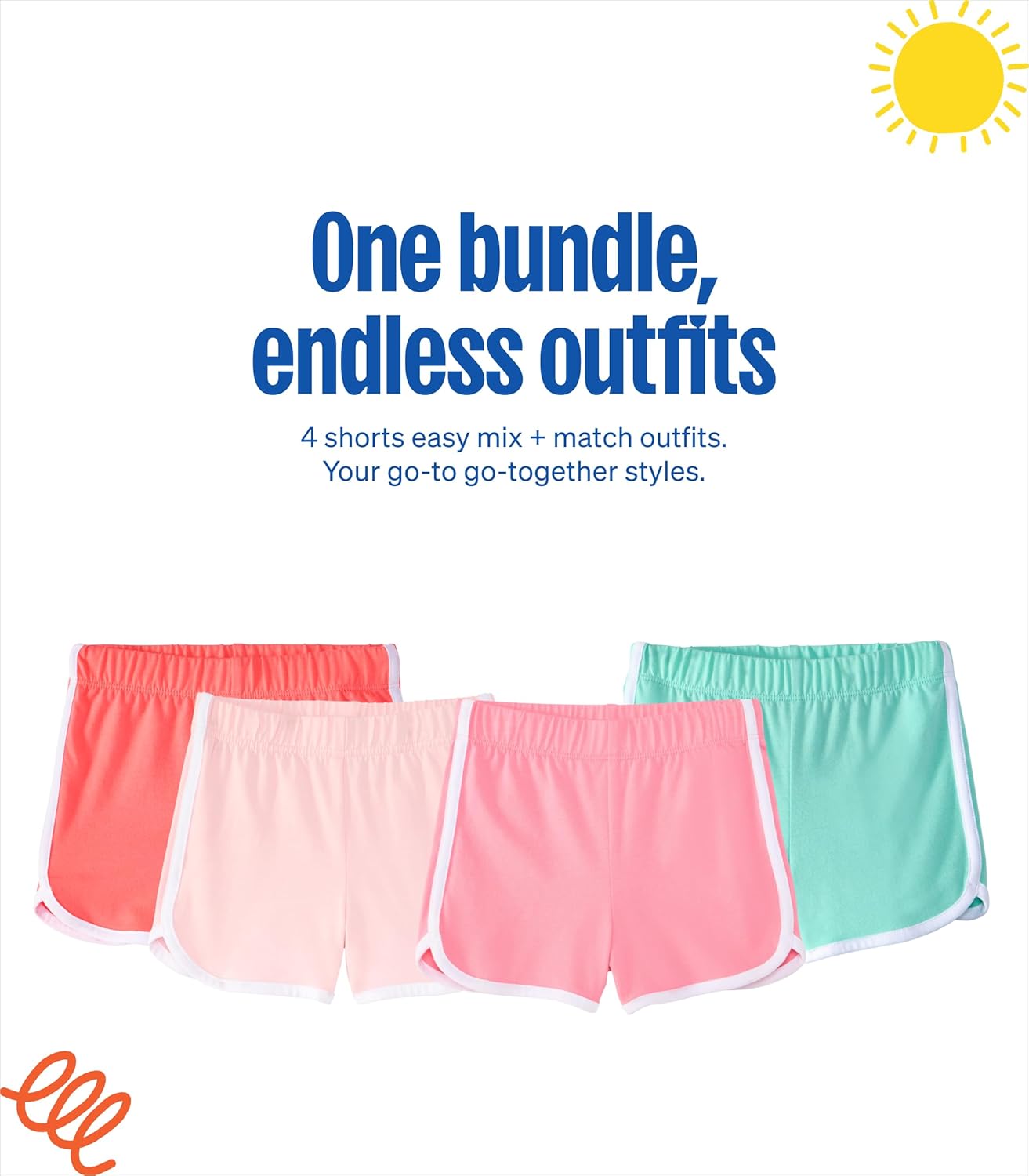 Garanimals Baby & Toddler Girl Dolphin Shorts - Machine-Washable Kid's Clothes - Size 0-6T - 4 Pack