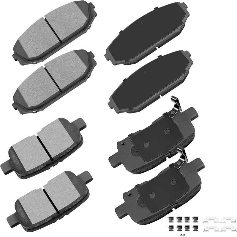 Pastilhas de freio cerâmicas cciyu D793 D865 dianteiras e traseiras para Acura MDX e Honda Odyssey – 8 unidades