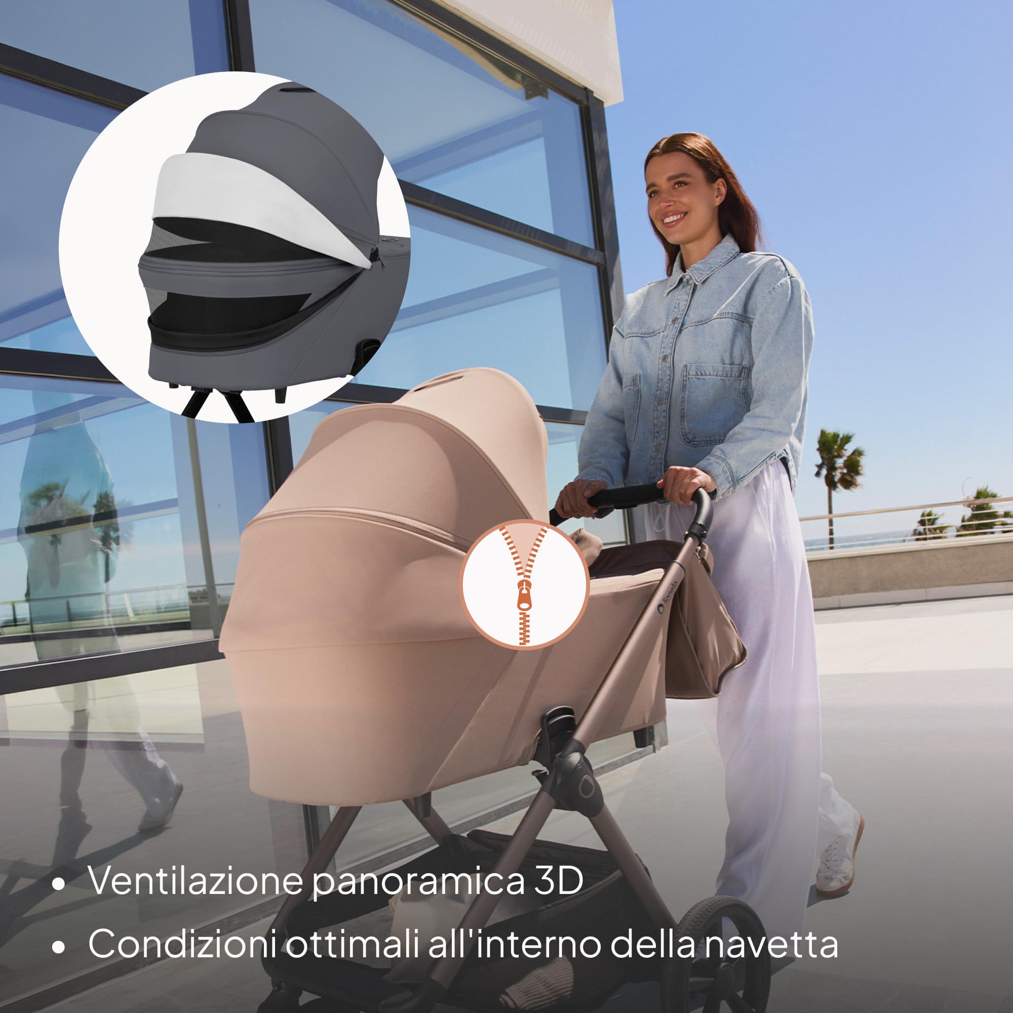 LIONELO Carmine Passeggino Trio 3 in 1 per Bambini 0-4 Anni fino a 22 kg | Sistema Modulare Pieghevole, Navicella Portatile e Seggiolino Auto Ovetto, Ruote GravelTech, Ammortizzazione, Cappottina XXL