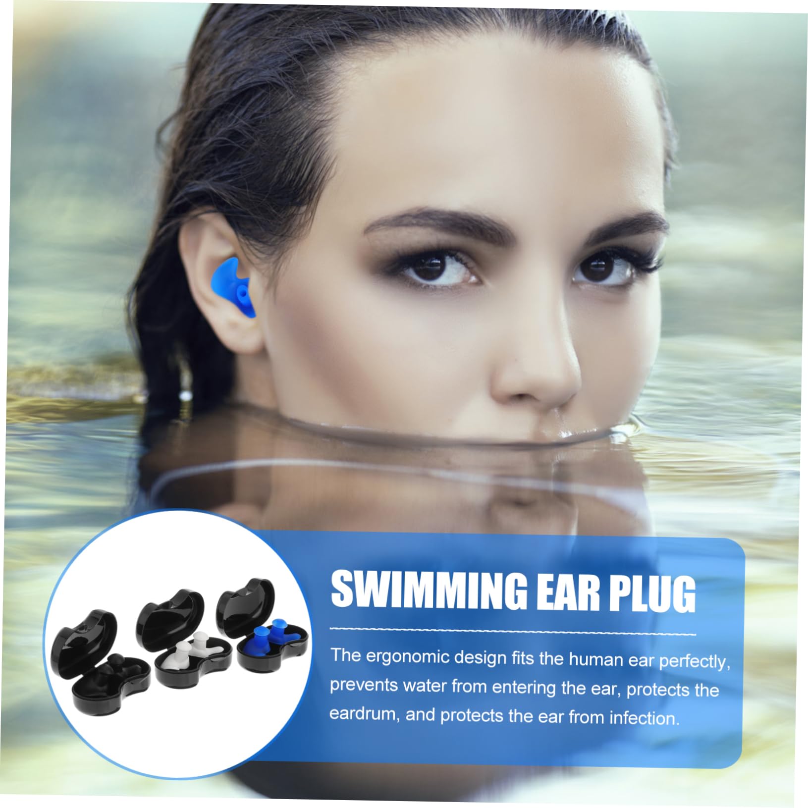 KOMBIUDA Waterproof Ear Plugs for Swimming Surfing Soft Comfortable Pack of 3 Ideal Swimmers