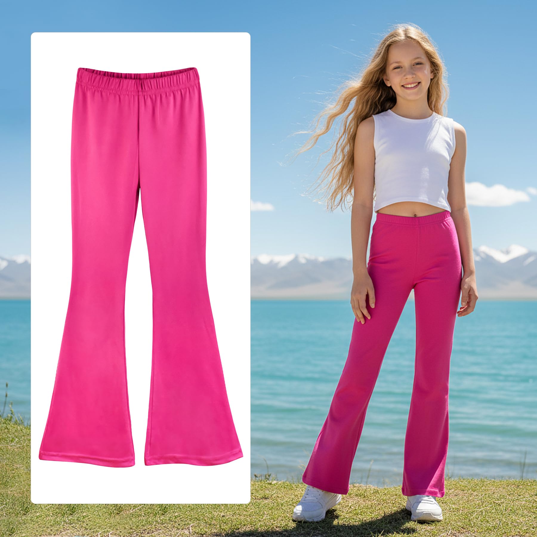 Lot de 3 pantalons évasés pour fille – Legging élégant pour enfant avec évasement pour l'école, la danse et la vie quotidienne, tailles 104-158