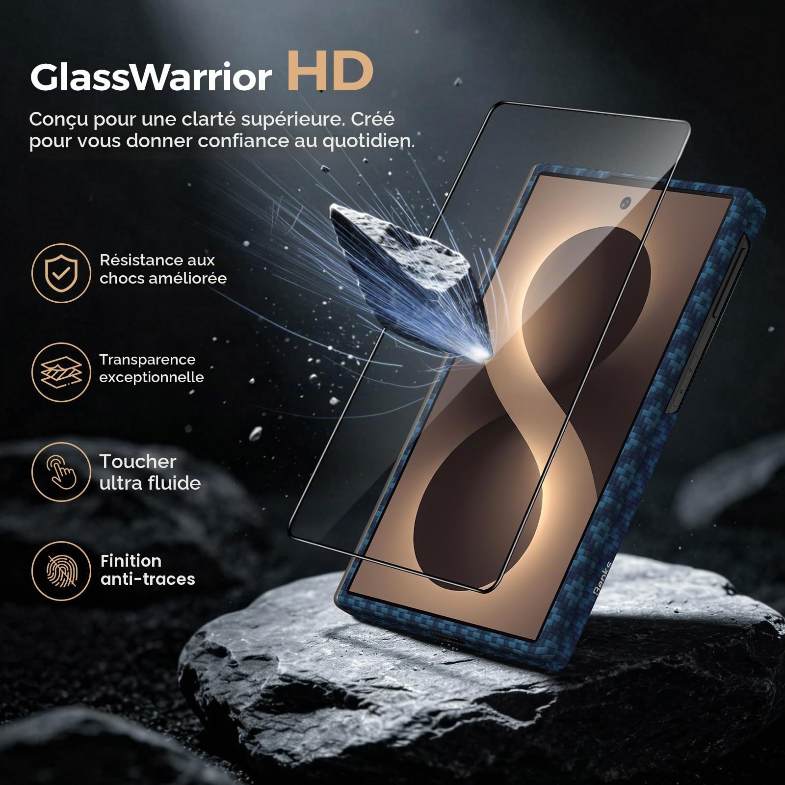 BENKS ArmorGrid Air Kevlar Coque & Support Anneau pour Samsung Galaxy Z Fold 8 Bundle