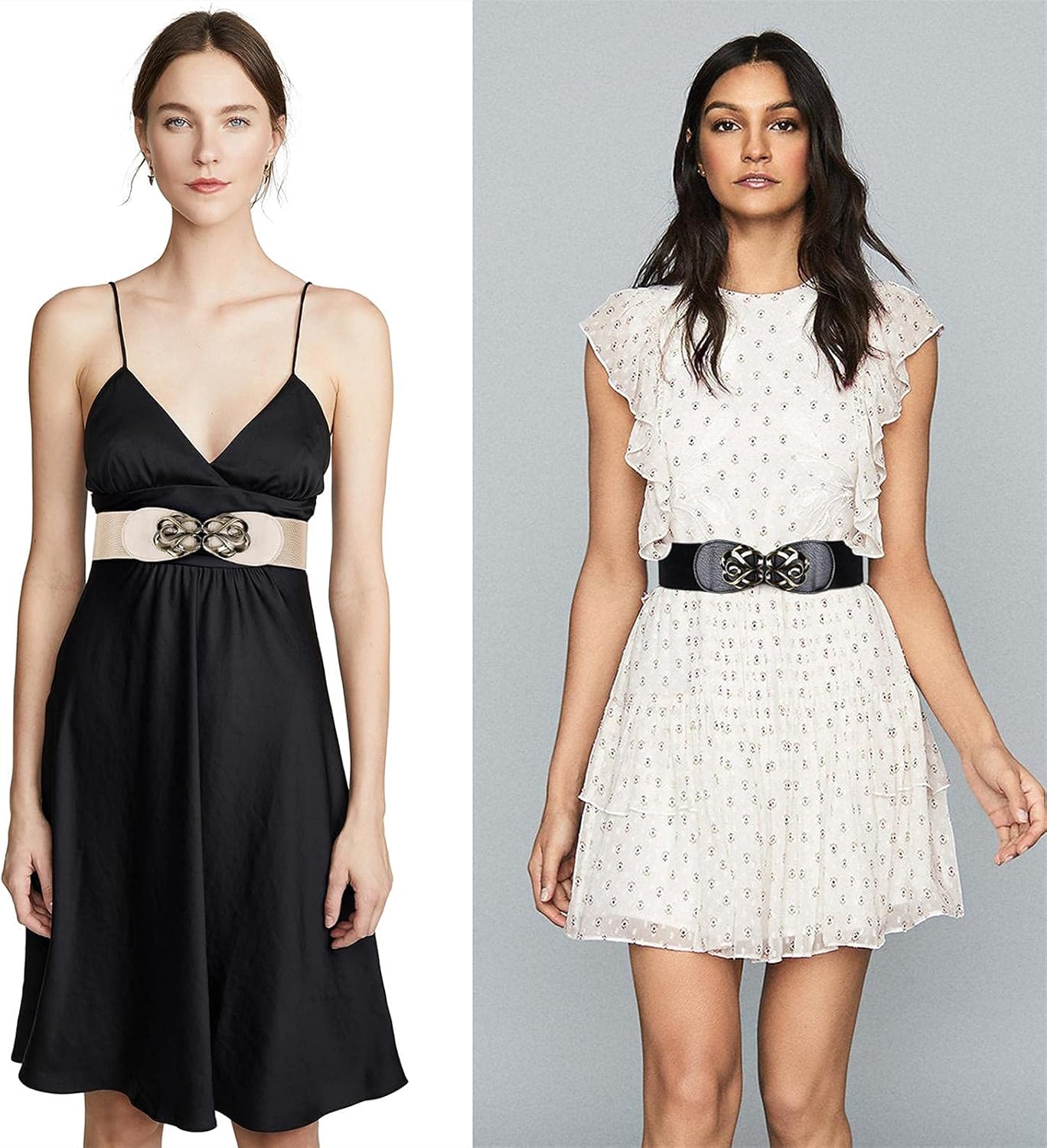 JASGOOD Women Stretchy Belts for Dresses Vintage Elastic Wide Waist Belts 4 Pack 2.36" Wide - Image 7